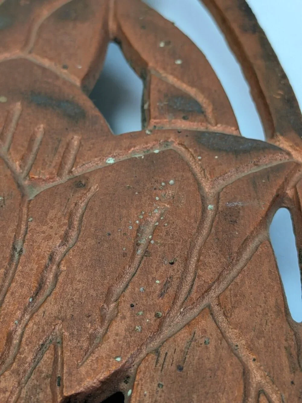 VTG 1982 Cast Iron Tulip Trivet Copper Tone Upcycle Craft Project Kitchen Deor